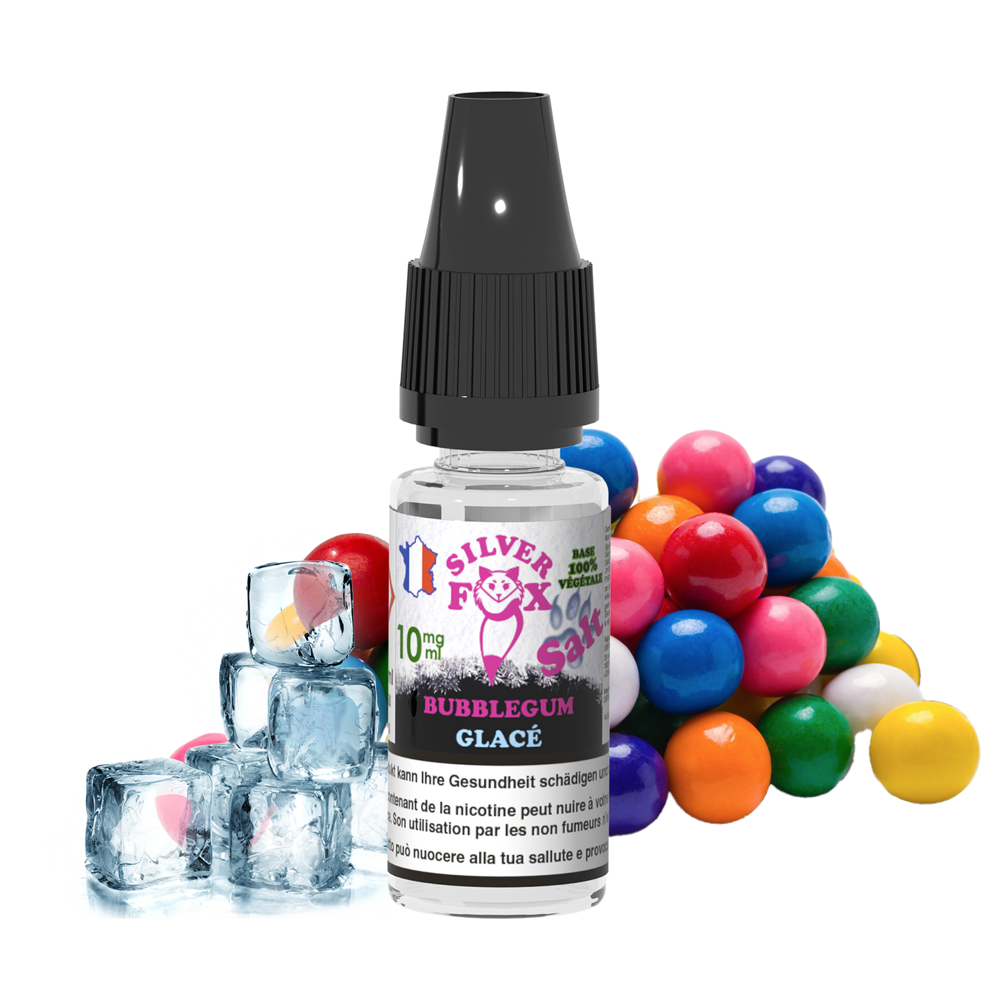 E-liquide au sel de nicotine BUBBLEGUM ICE Silver Fox 10 ml