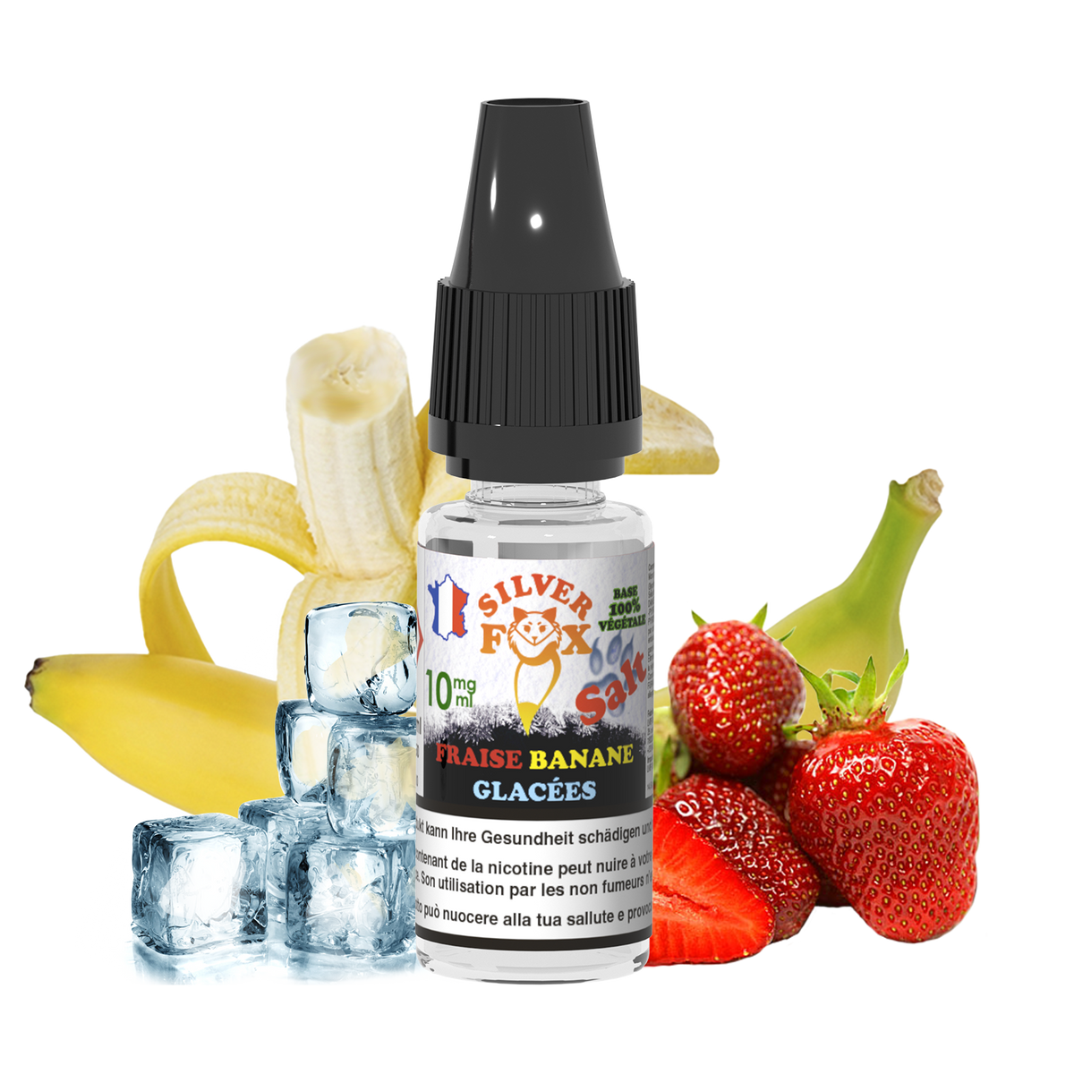 STRAWBERRY BANANA ICE Silver Fox 10ml nicotine salt e-liquid