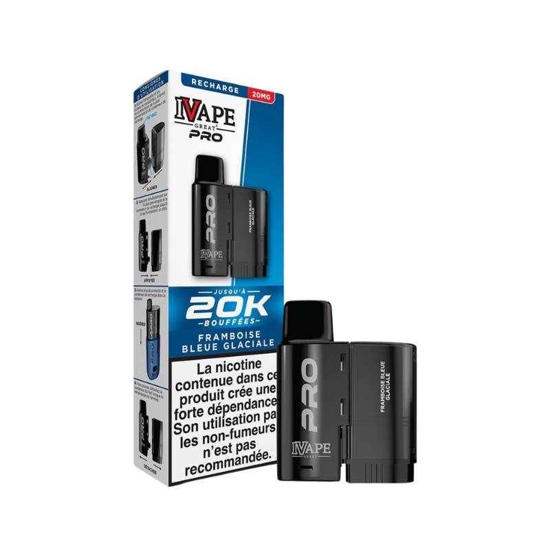 IVG PRO Blue Raspberry Ice Refill Pod 20mg 2+10ml 20,000 puffs