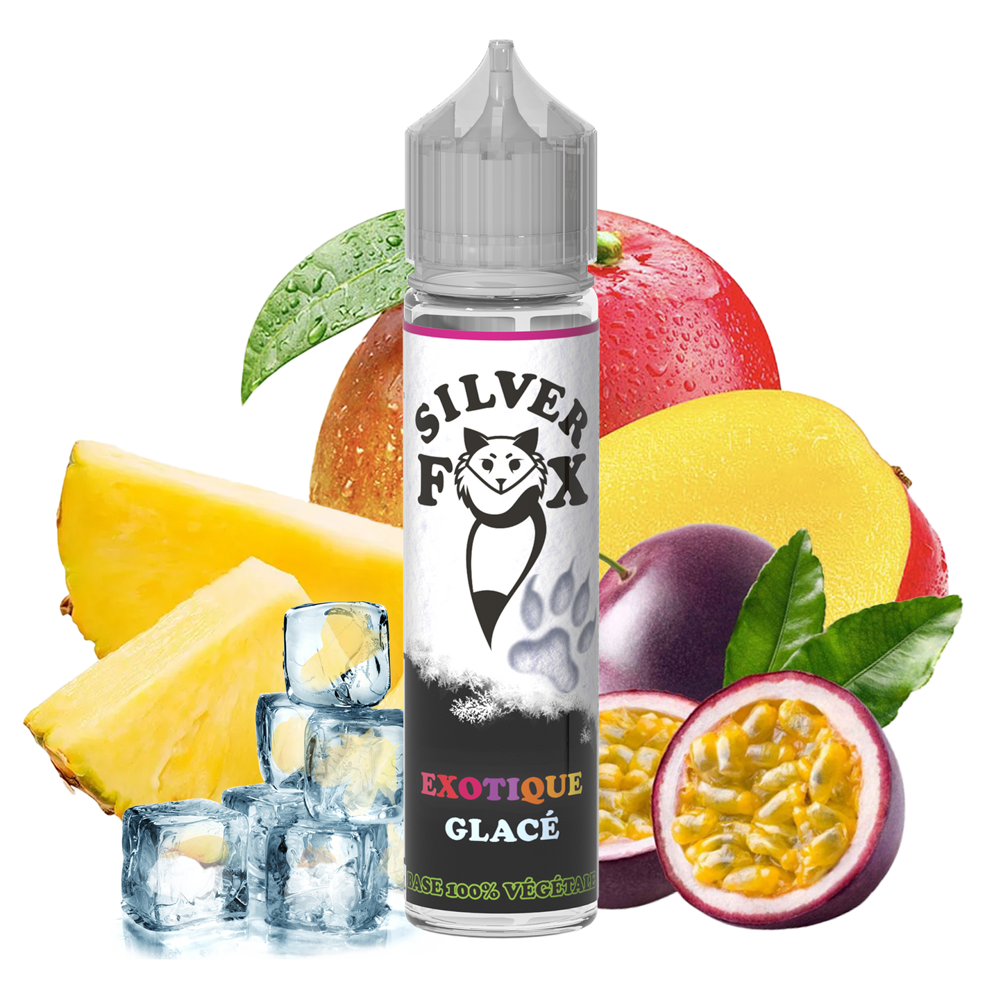 Fruit de la passion, mangue, ananas glacé Silver Fox 50 ml e-liquide shake and vape