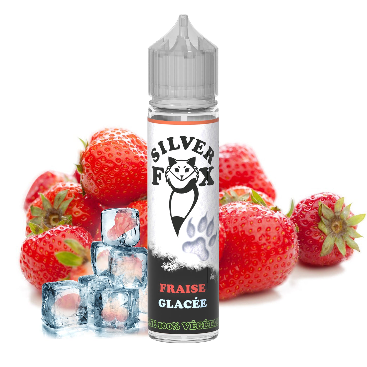 E-liquide à shaker et vaper Silver Fox 50 ml, glace à la fraise