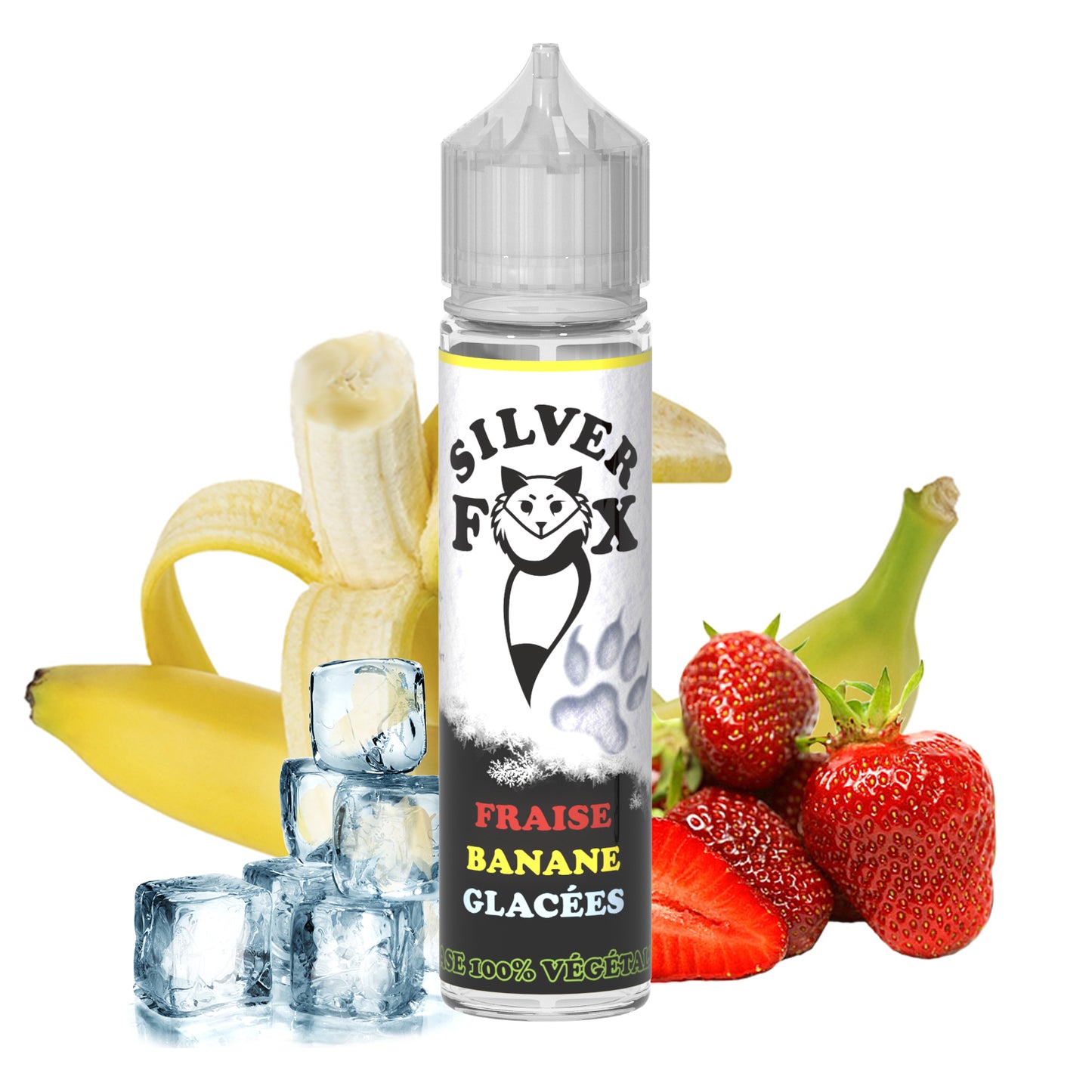 Banane fraise glacée Silver Fox 50 ml e-liquide shake and vape