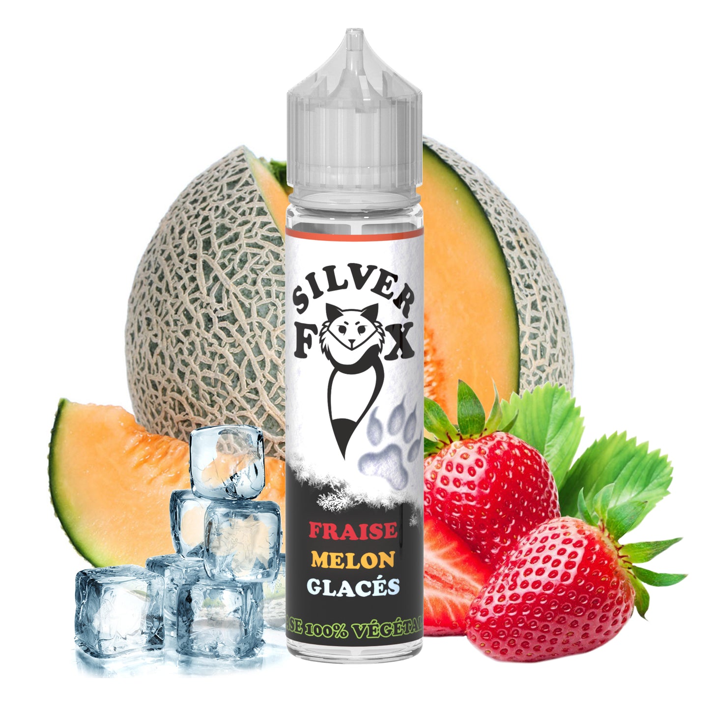 Glace fraise melon Silver Fox 50 ml e-liquide shake and vape
