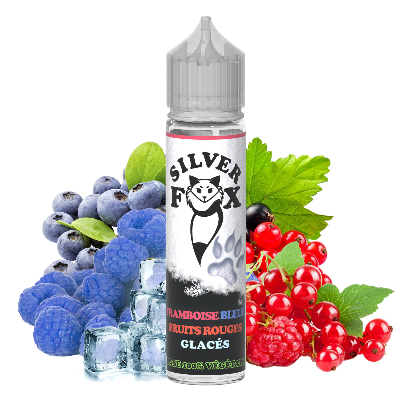Framboise bleue, fruits rouges, myrtille glacée Silver Fox 50 ml e-liquide shake and vape