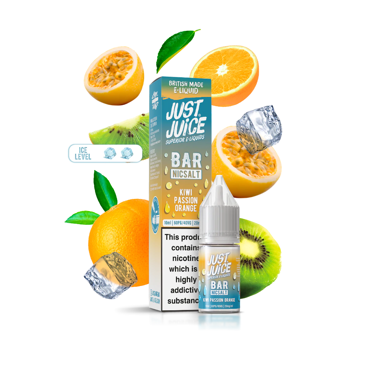 Just Juice Bar Kiwi Passion Orange 10ml Nic Salt – Exotic, Zesty, Smooth