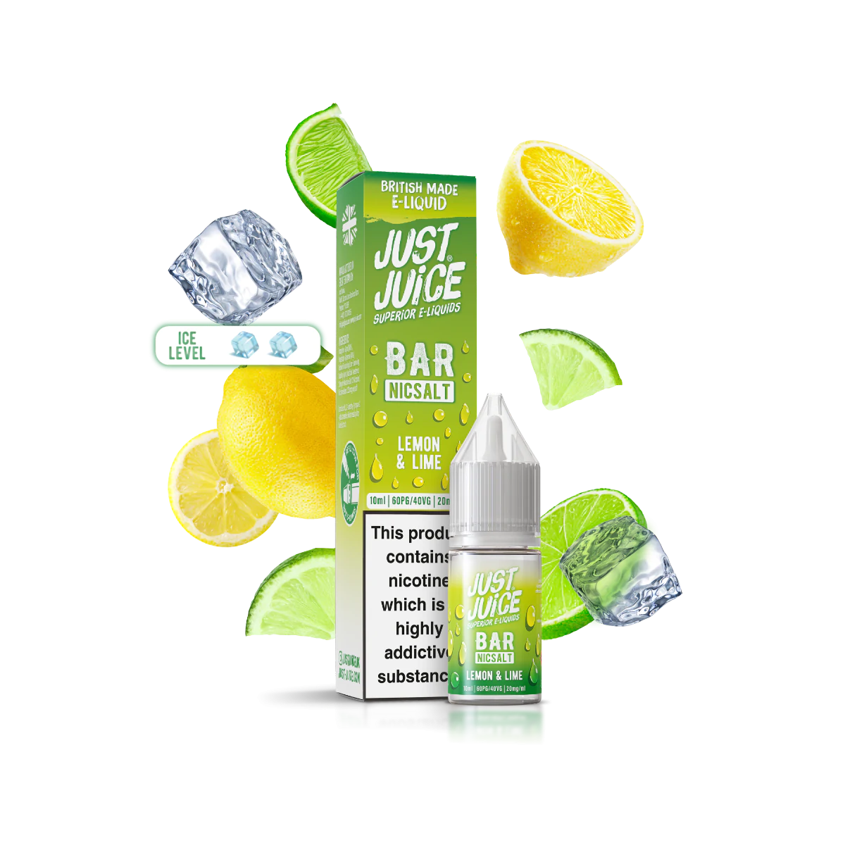 Just Juice Bar Lemon & Lime 10ml Nic Salt – Zesty, Crisp, Smooth