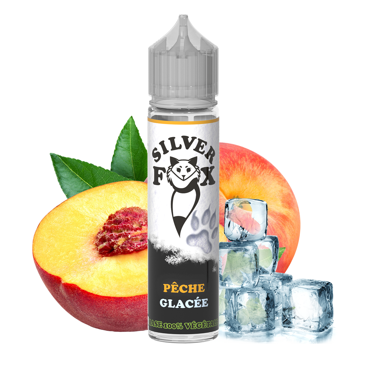 E-liquide Peach Ice Silver Fox 50 ml à secouer et à vapoter