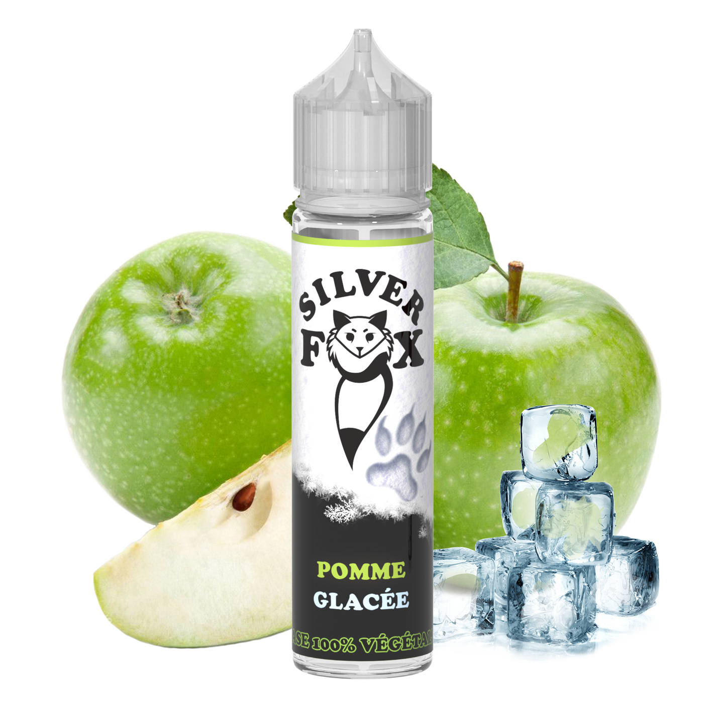 E-liquide Apple Ice Silver Fox 50 ml à secouer et à vapoter