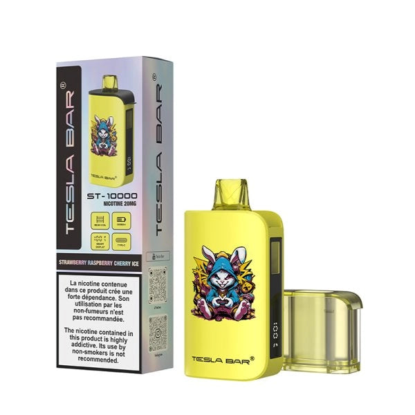 Tesla Bar by Teslacigs – Strawberry Raspberry Cherry Ice 10,000 Puff Rechargeable Vape Device