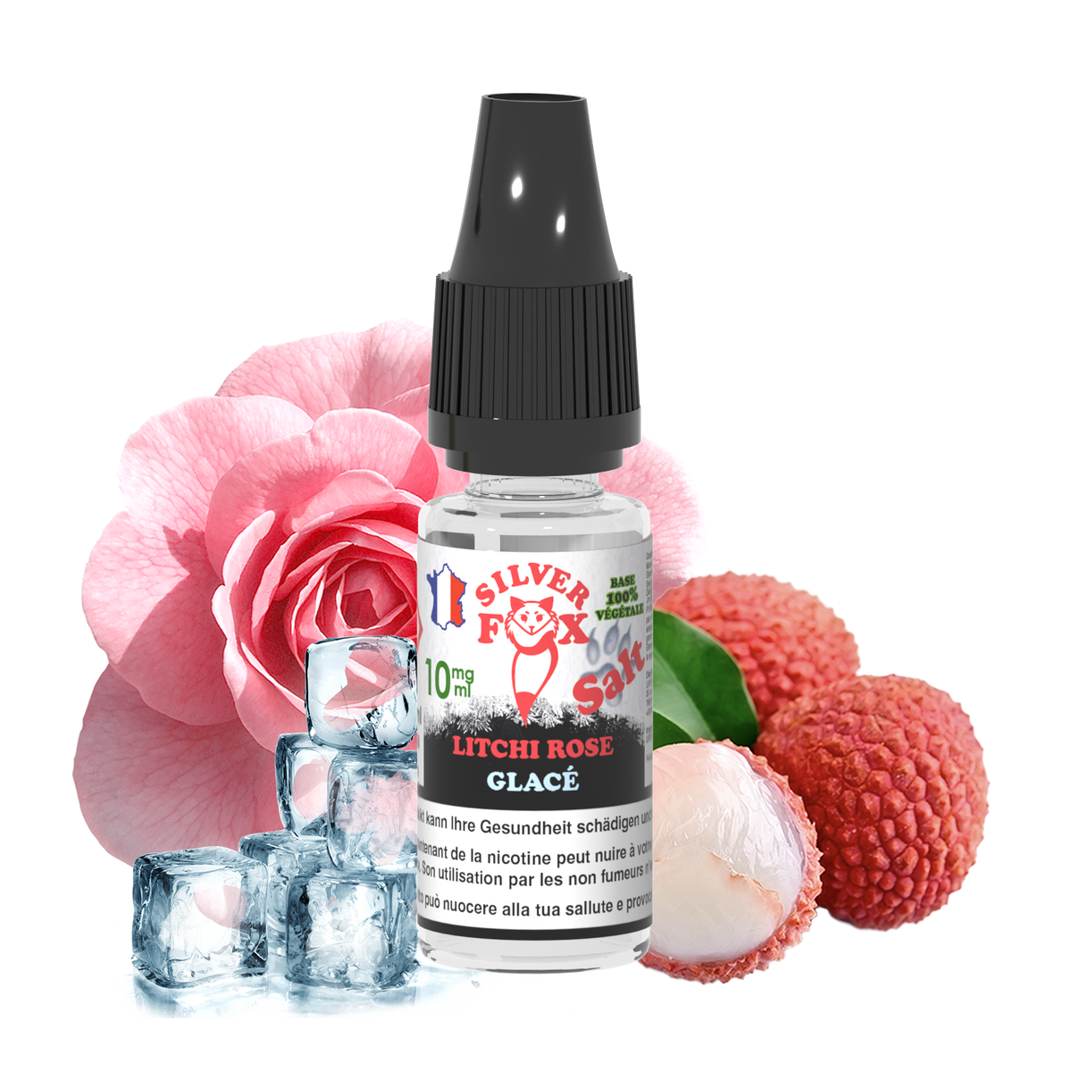 LYCHEE ROSE ICE Silver Fox 10ml nicotine salt e-liquid