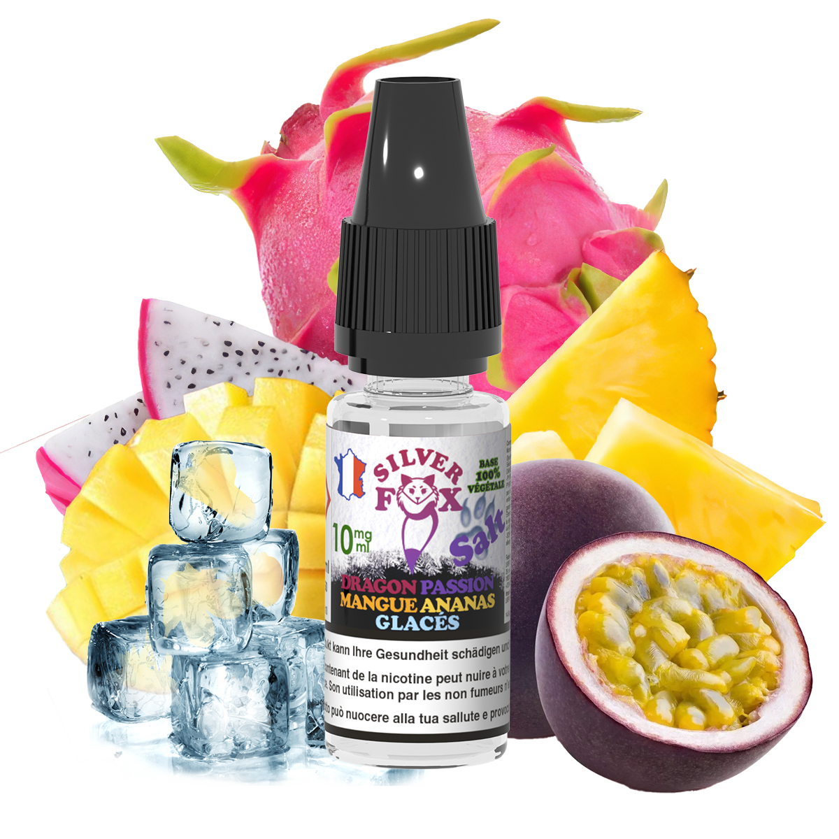 DRAGON PASSION MANGO PINEAPPLE ICE Silver Fox 10ml nicotine salt e-liquid