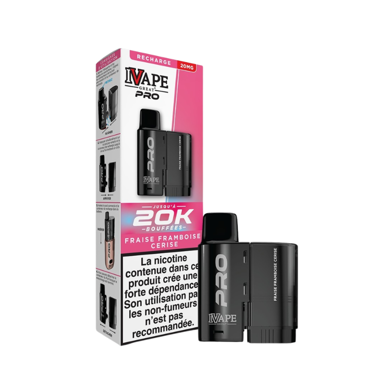 IVG PRO Strawberry, raspberry, cherry Refill Pod 20mg 2+10ml 20,000 puffs