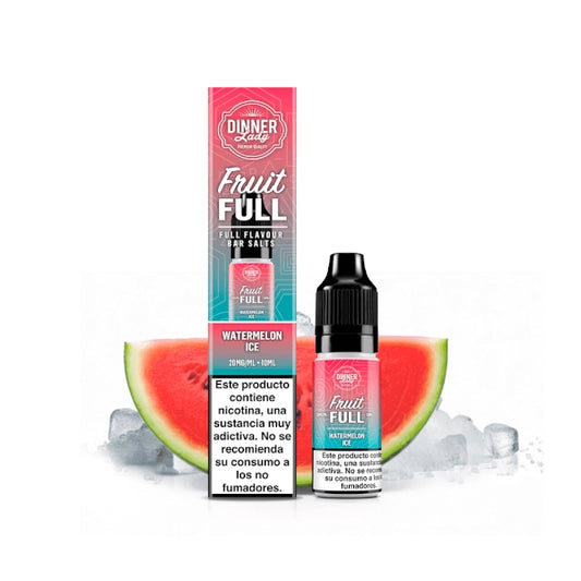 Dinner Lady Fruit Full Watermelon Ice 10ml Nic Salt  Juicy Watermelon & Cool Ice
