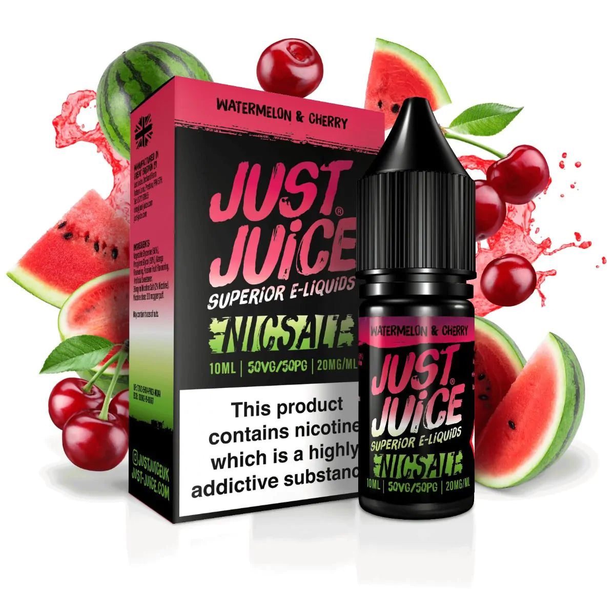 Watermelon & Cherry Nicotine Salt E‑Liquid 10ml – Just Juice